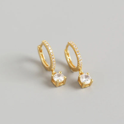 Gold Plated Drop Huggie Hoop Earrings