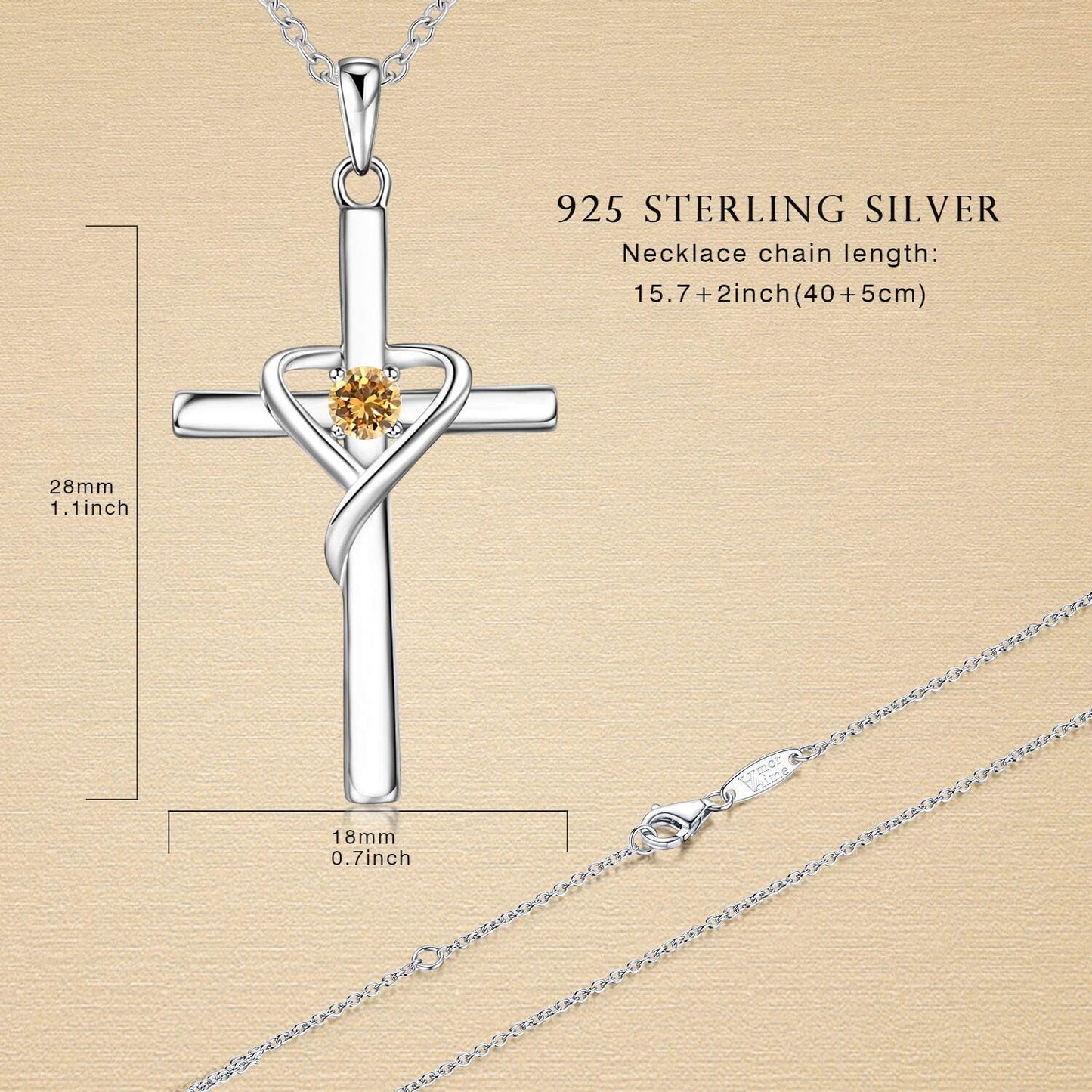 925 Sterling Silver Cross Necklace for Women Men 5A CZ Birthstone Necklaces 14K Gold Plated or Rose Gold Necklace for Easter or Mother'S Day