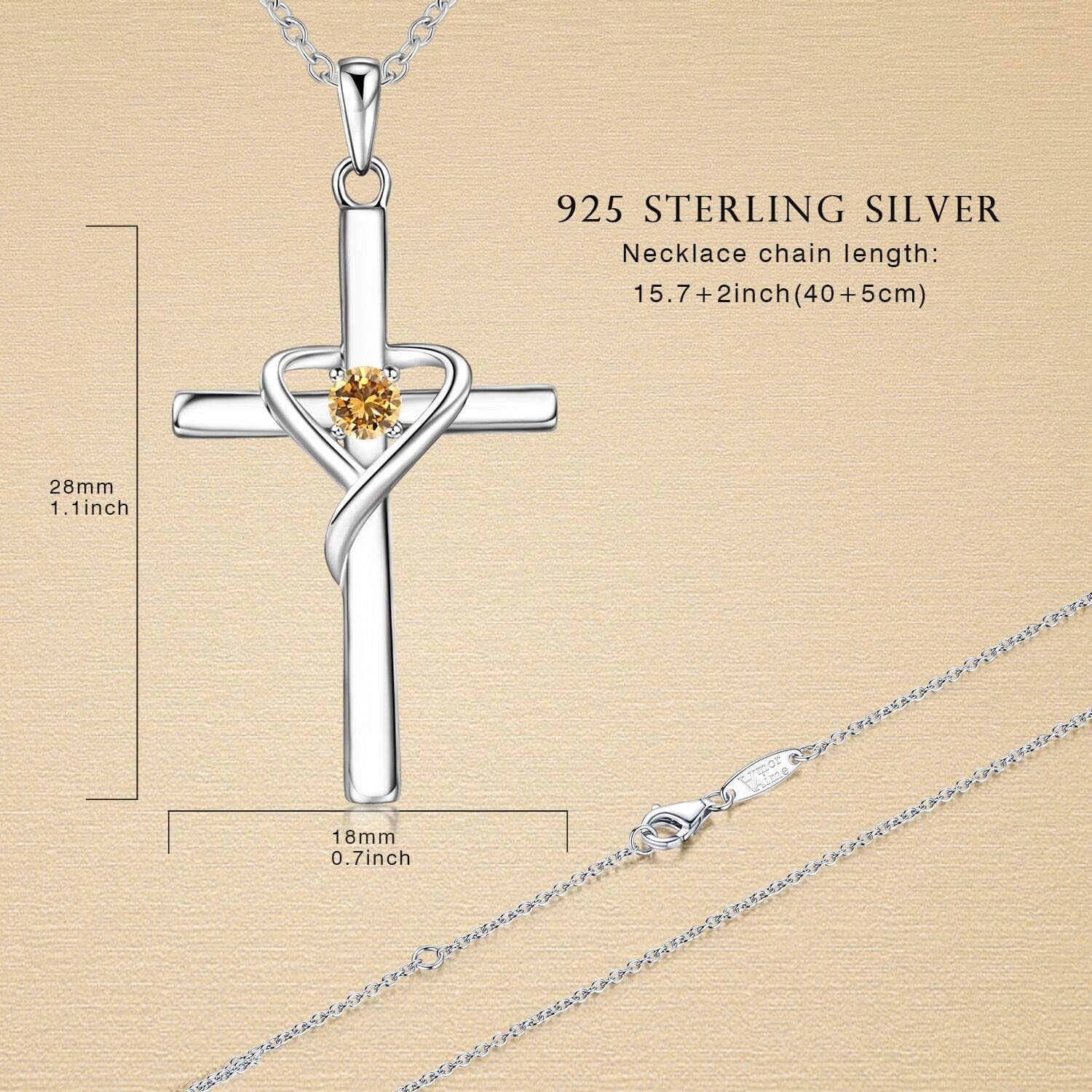 925 Sterling Silver Cross Necklace for Women Men 5A CZ Birthstone Necklaces 14K Gold Plated or Rose Gold Necklace for Easter or Mother'S Day