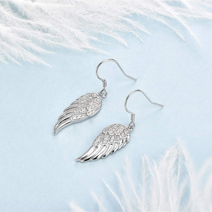 Angel Wings Dangle Earrings for Women 925 Sterling Silver Cubic Zirconia Threader Earrings