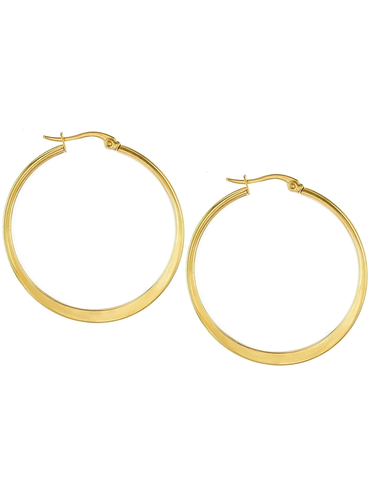 Jewelry Women'S Polished Flat Hoop Gold Plated Steel Earrings (38Mm)