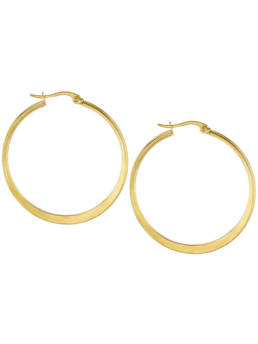 Jewelry Women'S Polished Flat Hoop Gold Plated Steel Earrings (38Mm)