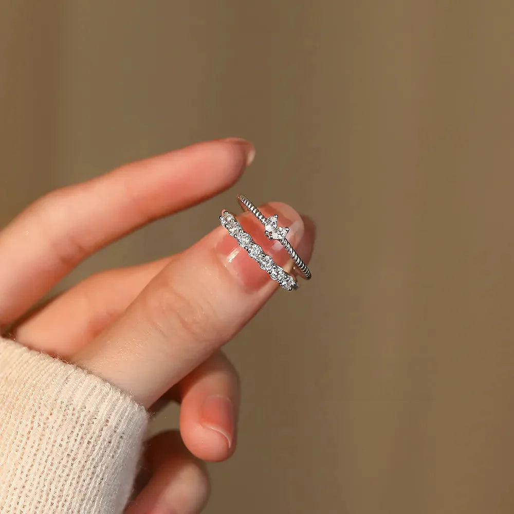 925 Sterling Silver round Zircon - White Marquise Rings