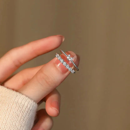 925 Sterling Silver round Zircon - White Marquise Rings