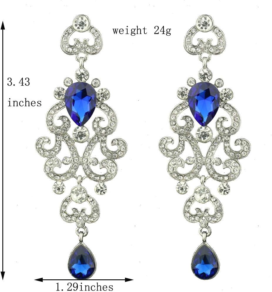 Exquisite Teardrop Crystal Bridal Wedding Earrings Vintage Chandelier Dangle Long Earrings for Women
