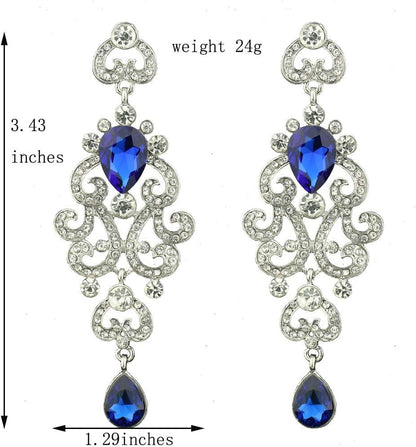 Exquisite Teardrop Crystal Bridal Wedding Earrings Vintage Chandelier Dangle Long Earrings for Women