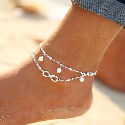 New Fashion Summer Beach Foot Chain Jewelry for Women Exquisite Gold Silver Color Shiny Rhinestones Ankle Bracelets Anklet