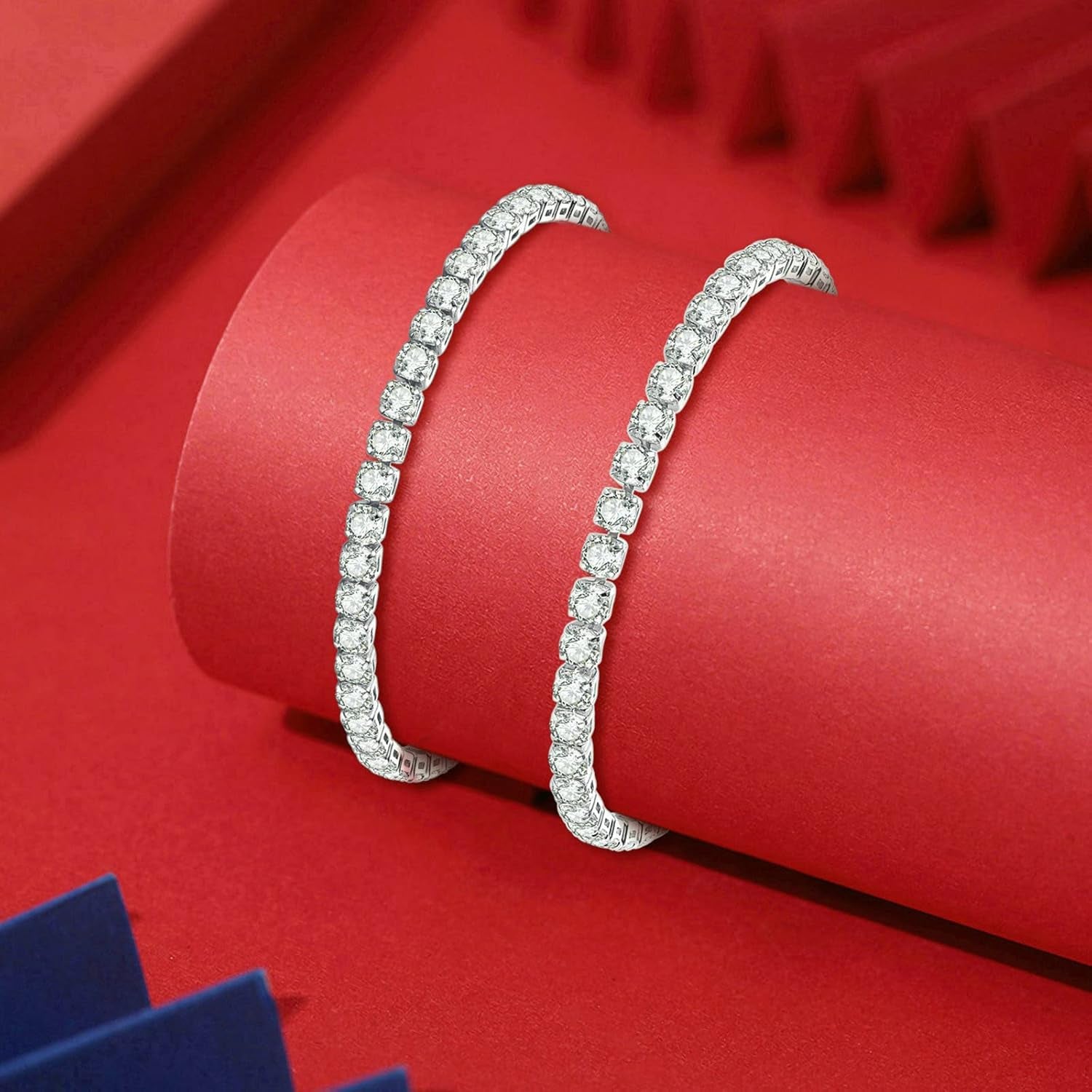 3 Pcs Tennis Bracelets for Women 14K Gold Plated 4Mm 5A+ Cubic Zirconia CZ Diamond Classic Adjustable Slider Bracelet Fashion Jewelry Wedding Gift Size 6.5-7.5 Inch