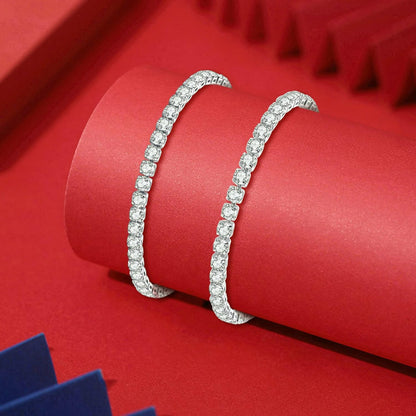 3 Pcs Tennis Bracelets for Women 14K Gold Plated 4Mm 5A+ Cubic Zirconia CZ Diamond Classic Adjustable Slider Bracelet Fashion Jewelry Wedding Gift Size 6.5-7.5 Inch