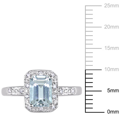 Women'S Aquamarine 10K White Gold Ring