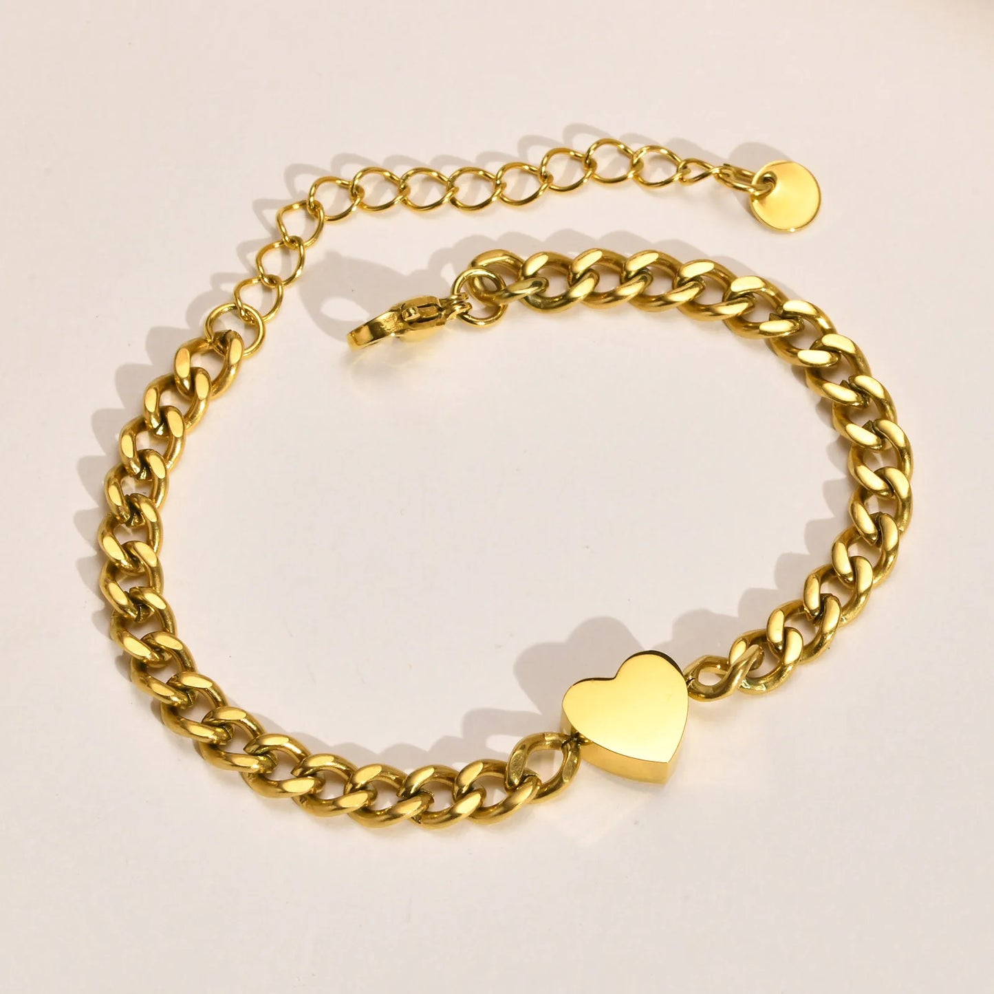 Love Heart Couple Bracelets for Men Women, Adjustable Stainless Steel Cuban Chain Bracelets Set,Valentines Day Gift for Him