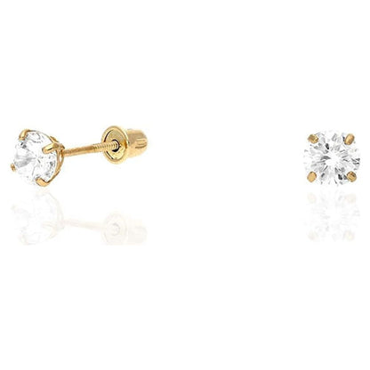 14K Yellow Gold Created Diamond Stud Screw Back Earrings 0.10Ct-4Ct