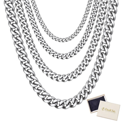 Chain Necklace for Men Stainless Steel Cuban Link Chains for Him Dad Son Birthday Father'S Day with Gift Box, 9Mm/28Inch