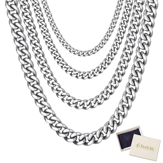 Chain Necklace for Men Stainless Steel Cuban Link Chains for Him Dad Son Birthday Father'S Day with Gift Box, 9Mm/28Inch