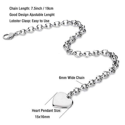 Bracelet for Women Initial Charm Bracelets for Teen Girls Stainless Steel Heart Charm Bracelets for Women 26 Letters Alphabet Bracelet Jewelry Gifts for Teenage Girls Accessories M
