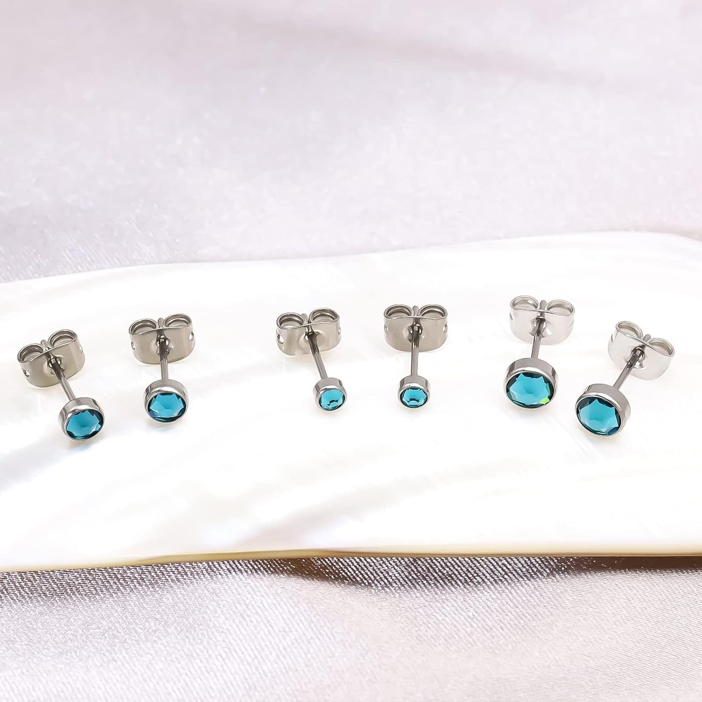G23 Titanium Studs Earrings Hypoallergenic Earrings Women Stud Earrings Nickel Free Dainty Earrings for Sensitive Ears 3Mm/4Mm/5Mm Stone Size Options
