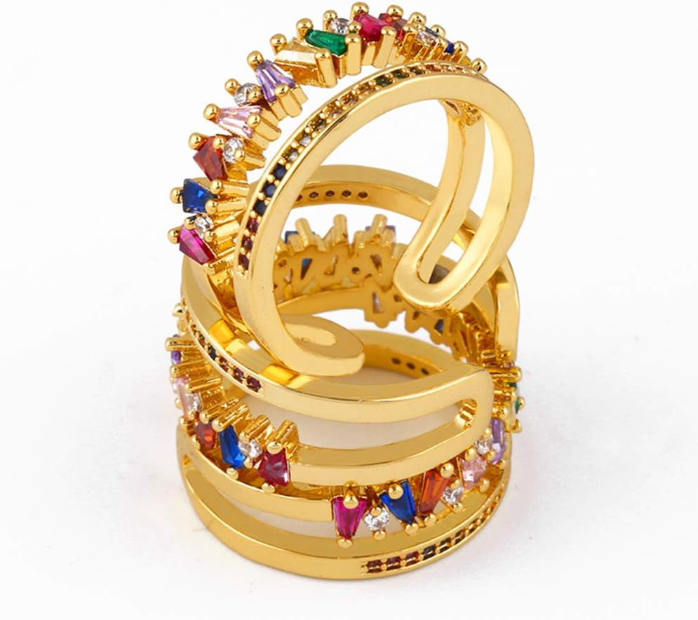 Gold-Plated Butterfly Rings - Vintage Snake Statement Rings with Cubic Zirconia for Women Adjustable Open Rings