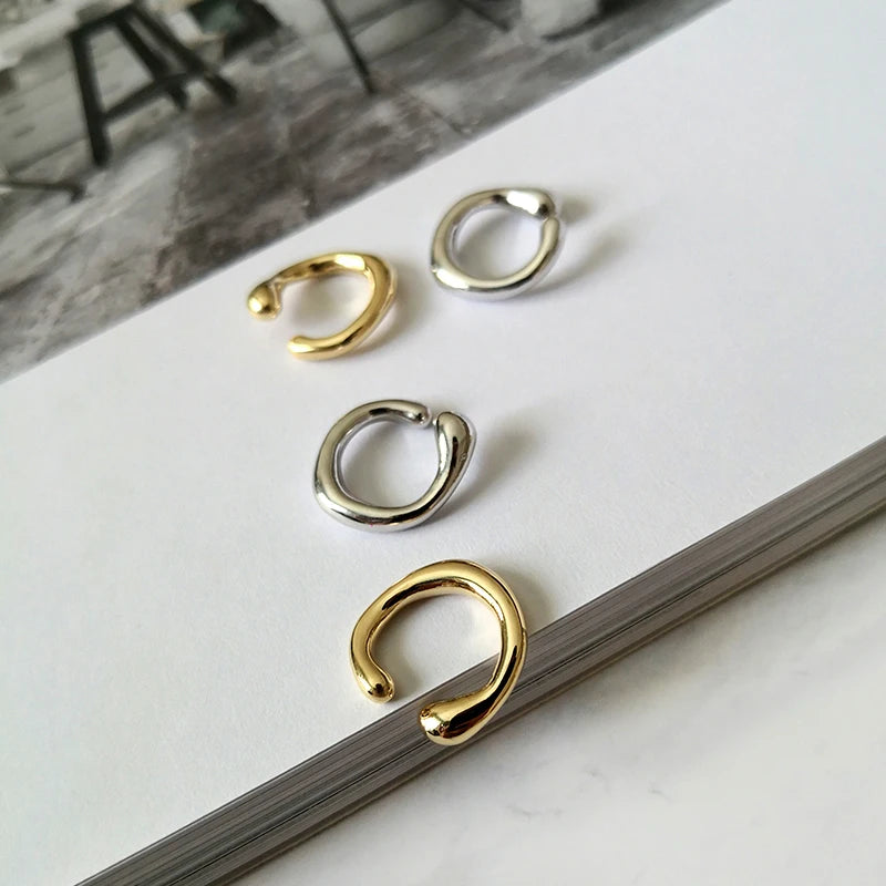 Solid Gold Color Earrings without Piercing Geometric round Ear Cuff Minimalist Cartilage Earrings Women Simple Jewelry