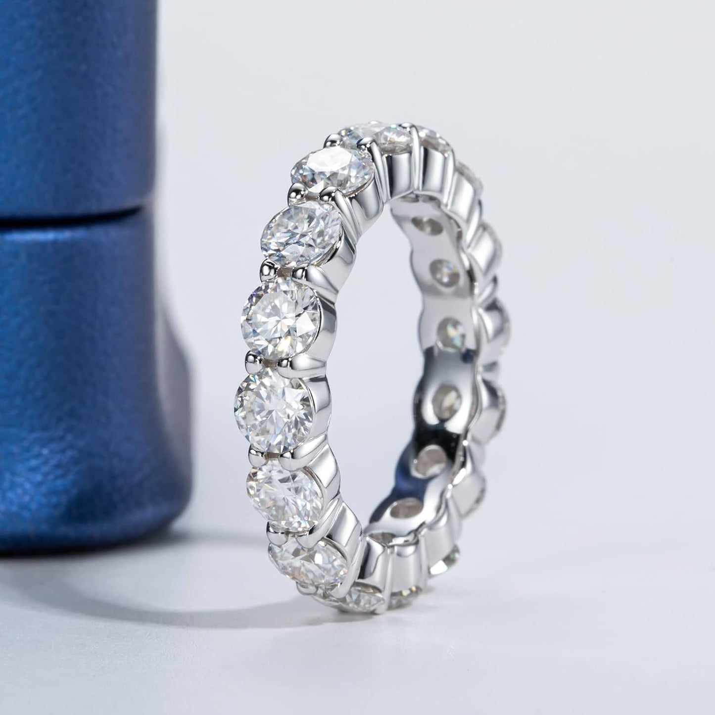 5Cttw Moissanite Eternity Ring, D Color Lab Created Diamond Sterling Silver Eternity Wedding Band Ring for Women