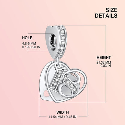 16 18 21 30 40 50 60 Years of Love Dangle Charms for Charms Bracelets, Forever & Always 925 Sterling Silver Cubic Zirconia Bead Pendant, Happy Birthday Jewelry Gifts for Women