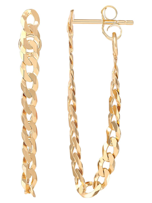 " Women’S Gold Plated Sterling Silver Curb Chain Earrings"