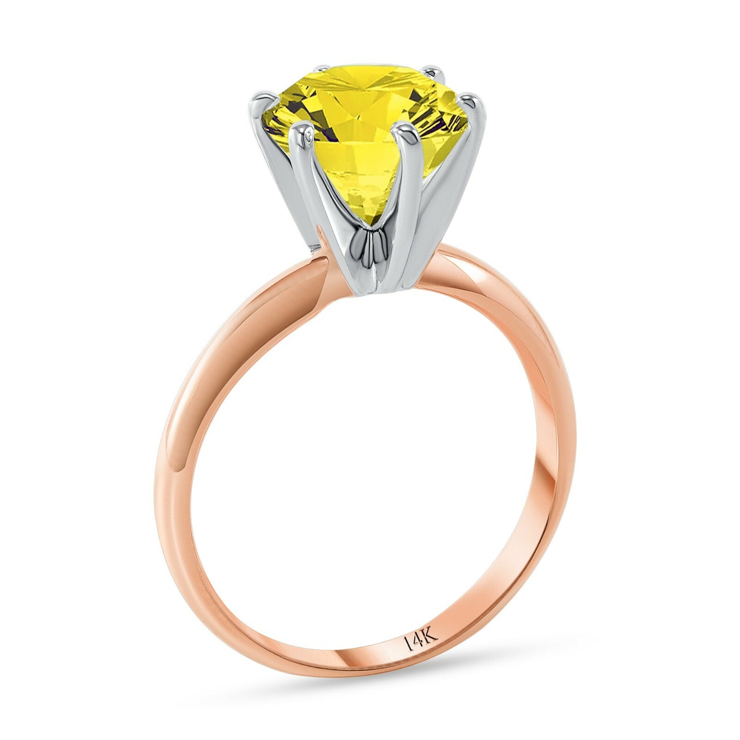 3.50 Ct round Yellow Canary 14K Rose Gold Solitaire Engagement Wedding Ring
