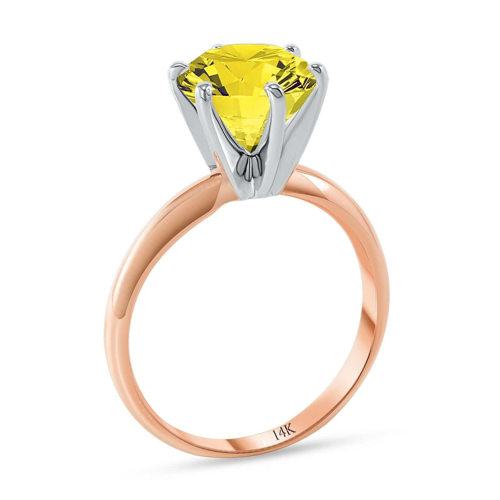 3.50 Ct round Yellow Canary 14K Rose Gold Solitaire Engagement Wedding Ring