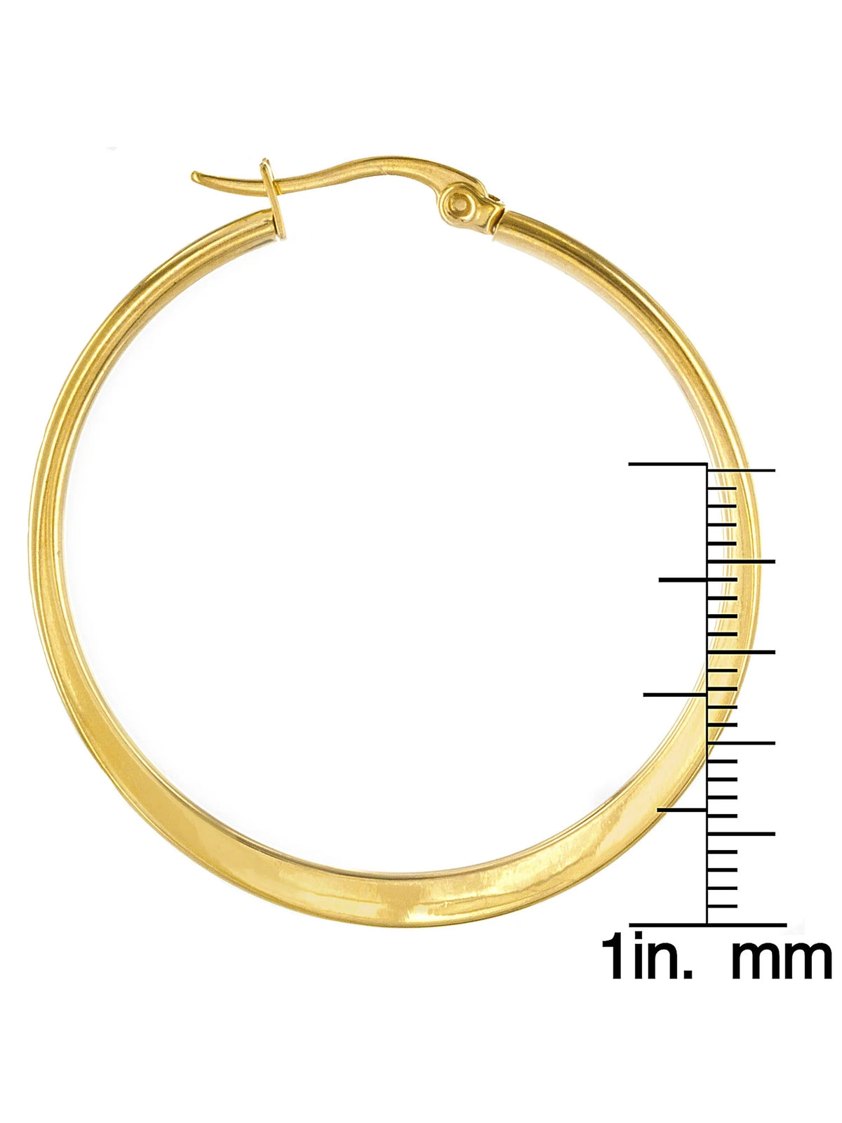 Jewelry Women'S Polished Flat Hoop Gold Plated Steel Earrings (38Mm)