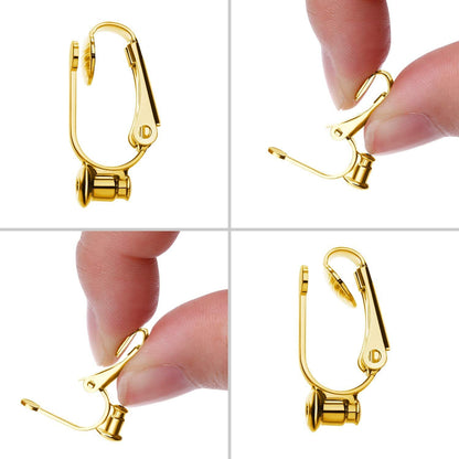 18 Pieces Clip-On Earrings Converter Components with Post for Non-Pierced Ears 3