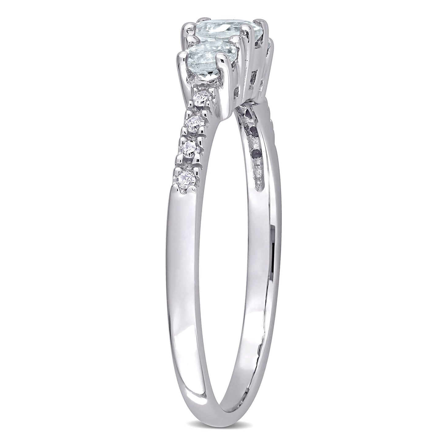 Women'S Aquamarine 10K White Gold Engagement Ring