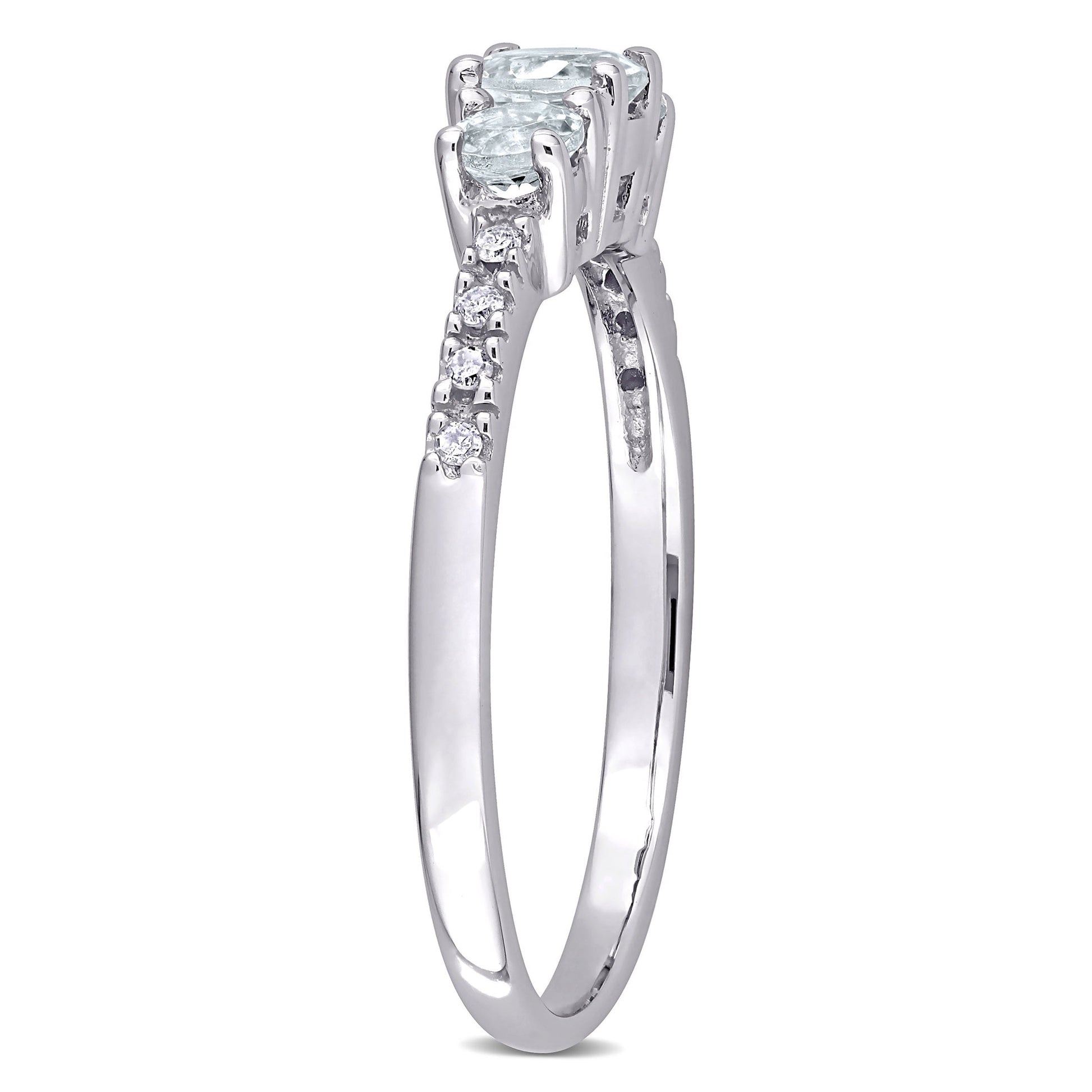 Women'S Aquamarine 10K White Gold Engagement Ring