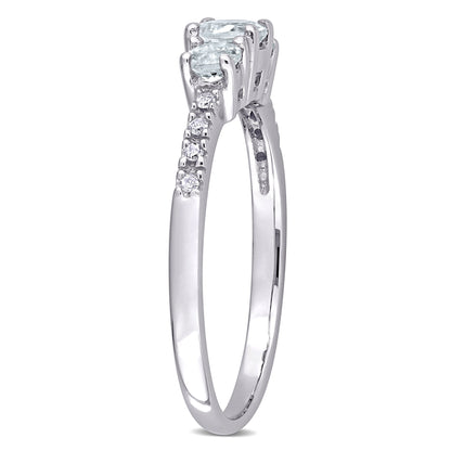 Women'S Aquamarine 10K White Gold Engagement Ring