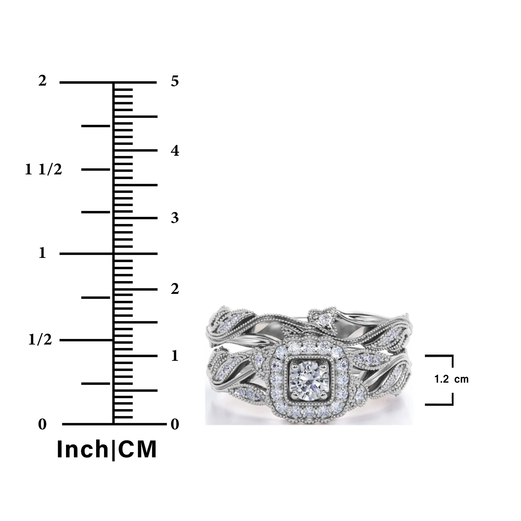 round Diamond - Edwardian Diamond Filigree Ring - Art Deco Style - Wedding Ring Set in 10K Rose Gold