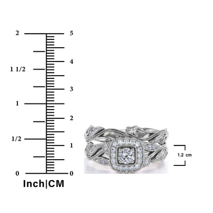 round Diamond - Edwardian Diamond Filigree Ring - Art Deco Style - Wedding Ring Set in 10K Rose Gold
