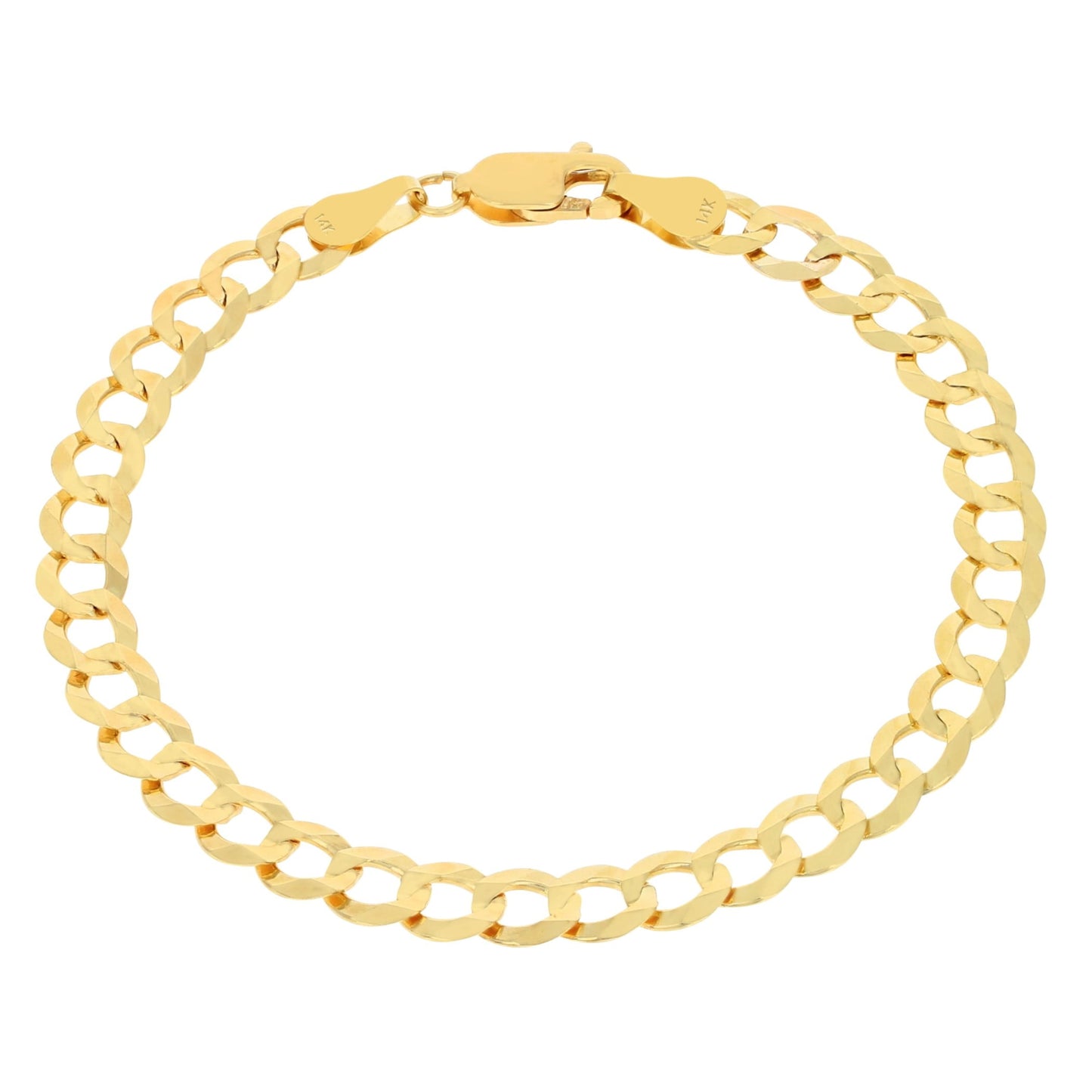 14K Real Yellow Gold Solid Cuban Curb Link 6Mm Chain Bracelet (7"-9") Italian Jewelry for Men & Women