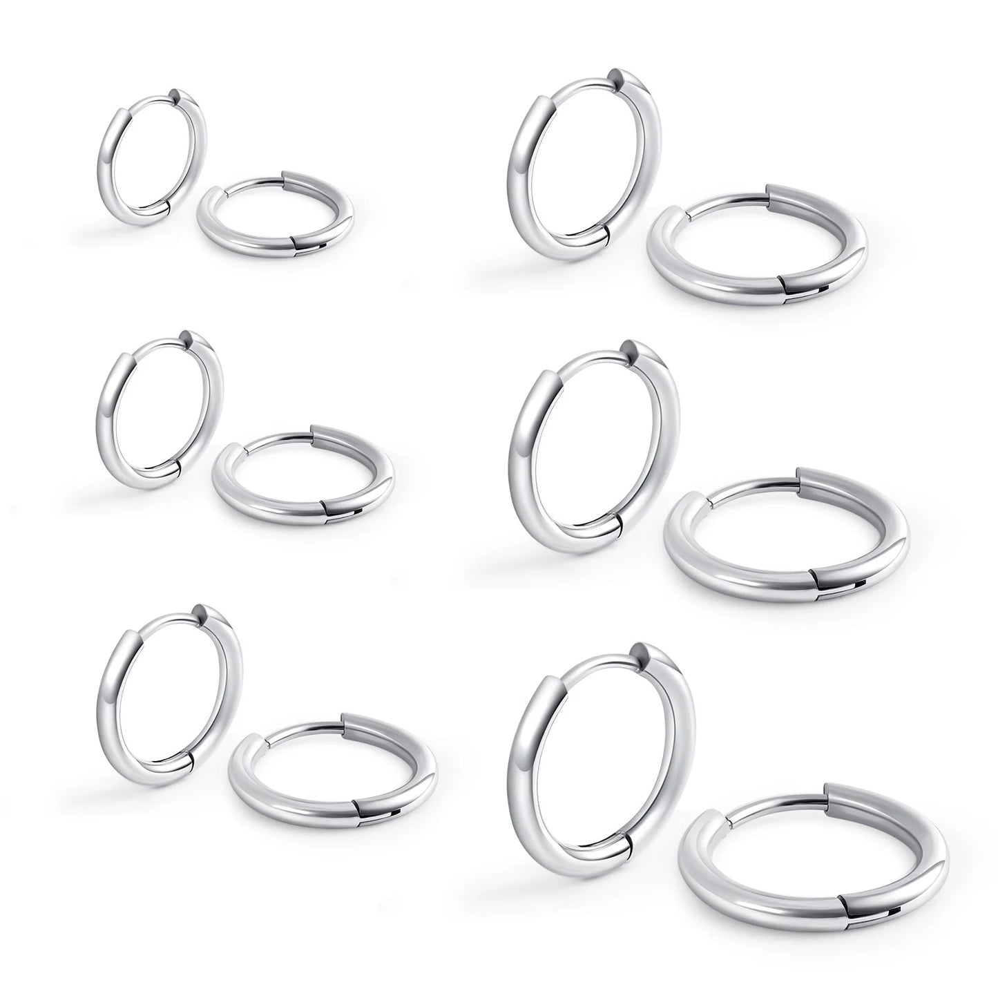 2.0 Circle Titanium Steel Earrings Are Lightweight and Comfortable to Wear