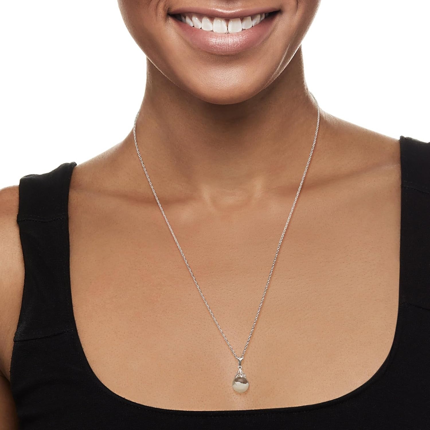 Floating Opal Pendant Necklace in 14Kt White Gold