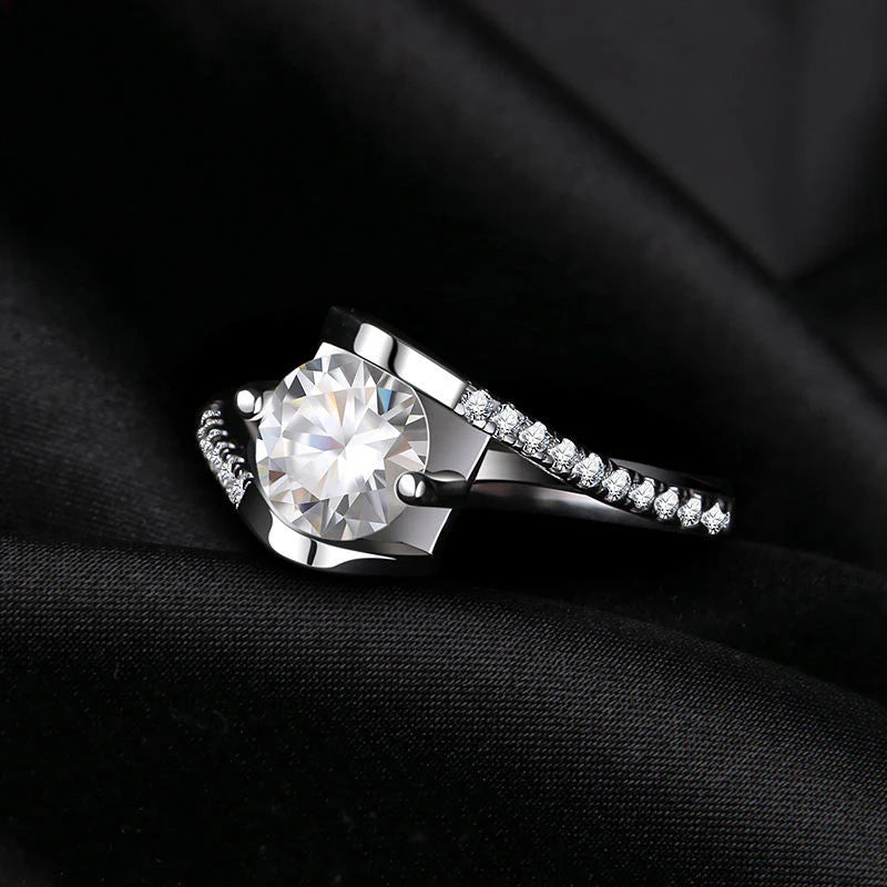 Round Brilliant Cut Zirconia Engagement Rings Jewelry - 925 Sterling Silver