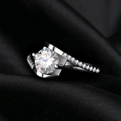 Round Brilliant Cut Zirconia Engagement Rings Jewelry - 925 Sterling Silver
