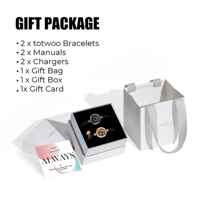 Totwoo Long Distance Touch Light up & Vibrate Bracelets for Couples, Long Distance Relationship Gifts Smart Sun & Moon Love Brac
