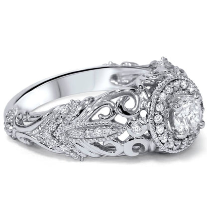 Pompeii 3/4Ct Vintage Diamond Engagement Ring 14K White Gold (G/H,I1-I2)