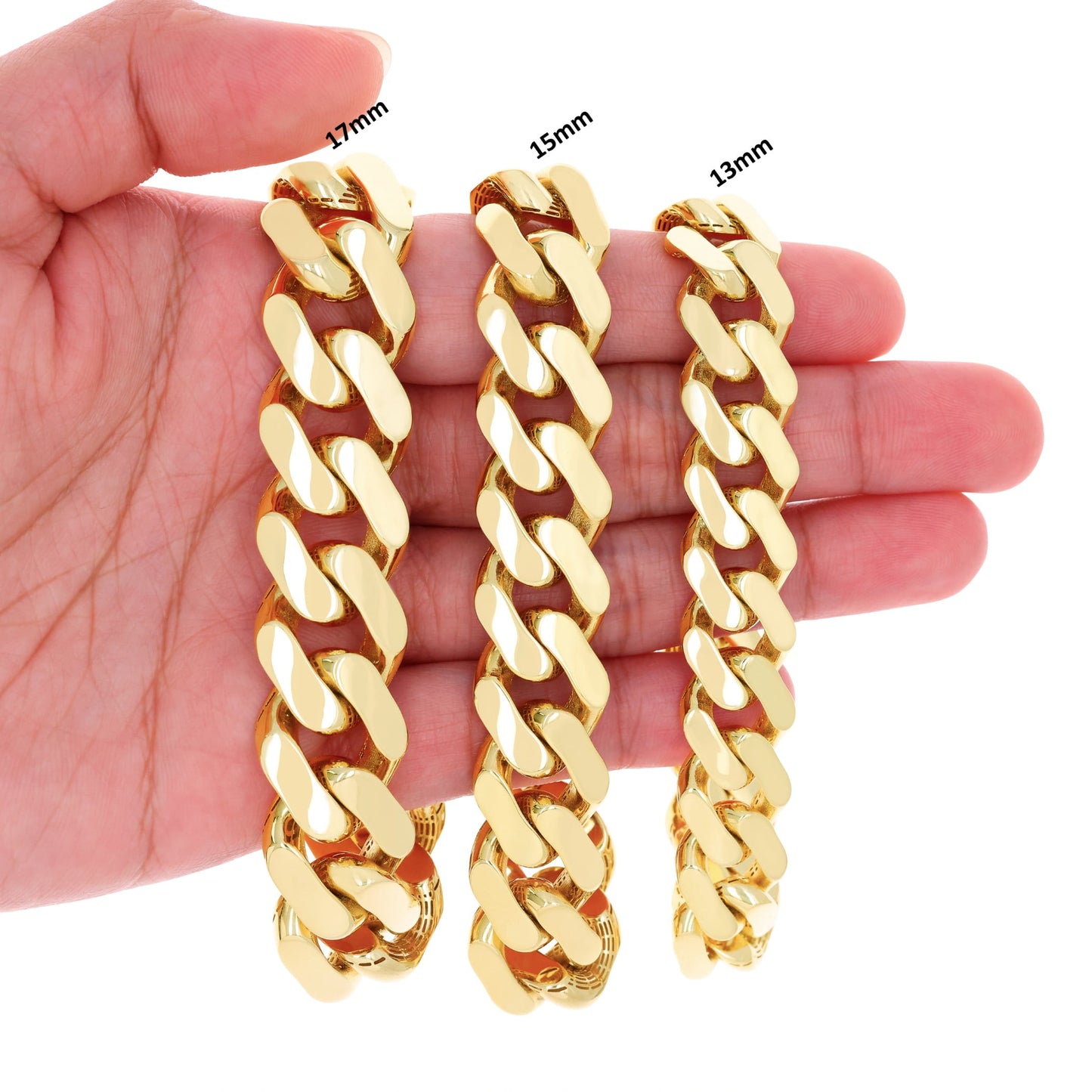 14K Real Yellow Gold Royal Monaco Miami Cuban Link Bracelet 7"-9" (5Mm-17Mm) Italian Jewelry for Men & Women