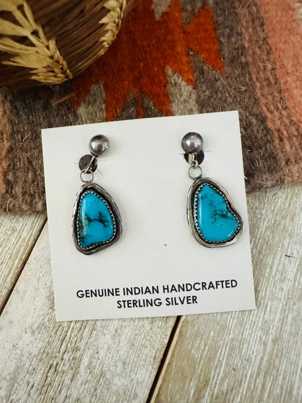 Navajo Sterling Silver & Turquoise Dangle Earrings