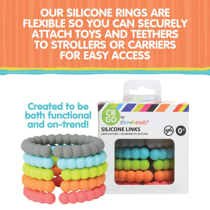 - Baby Silicone Links - Multi Use Baby Toy Rings - Attach Toys & Teethers to Stroller, Car Seat & More - Medical Grade Silicone, BPA Free & Phthalate Free