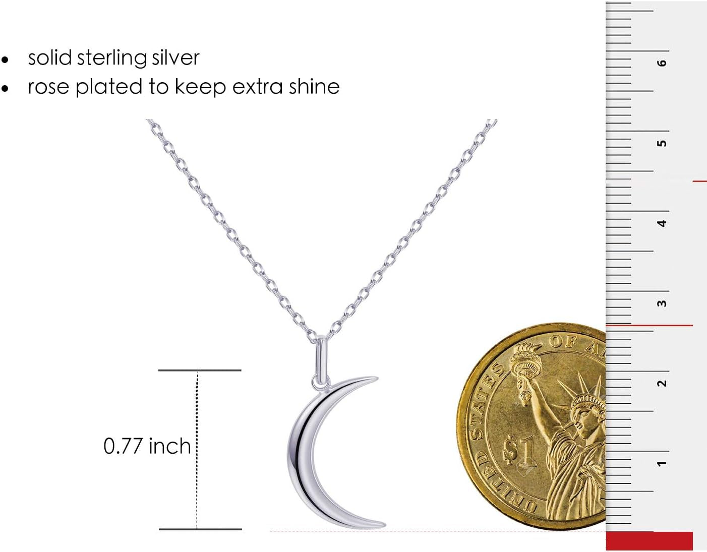 Moon Necklace Sterling Silver Dainty Moon Necklaces for Women Sterling Silver Necklace