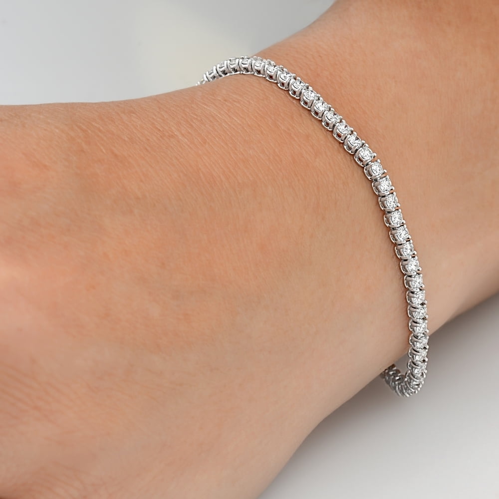 Pompeii 14K White, Rose, or Yellow Gold round Diamond Tennis Bracelet 5Cttw 7" Women'S