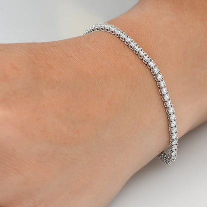 Pompeii 14K White, Rose, or Yellow Gold round Diamond Tennis Bracelet 5Cttw 7" Women'S
