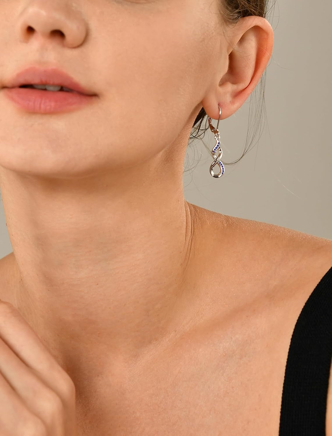 Infinity Dangle Drop Earrings 925 Sterling Silver Leverback Earrings Birthstone Jewelry for Women