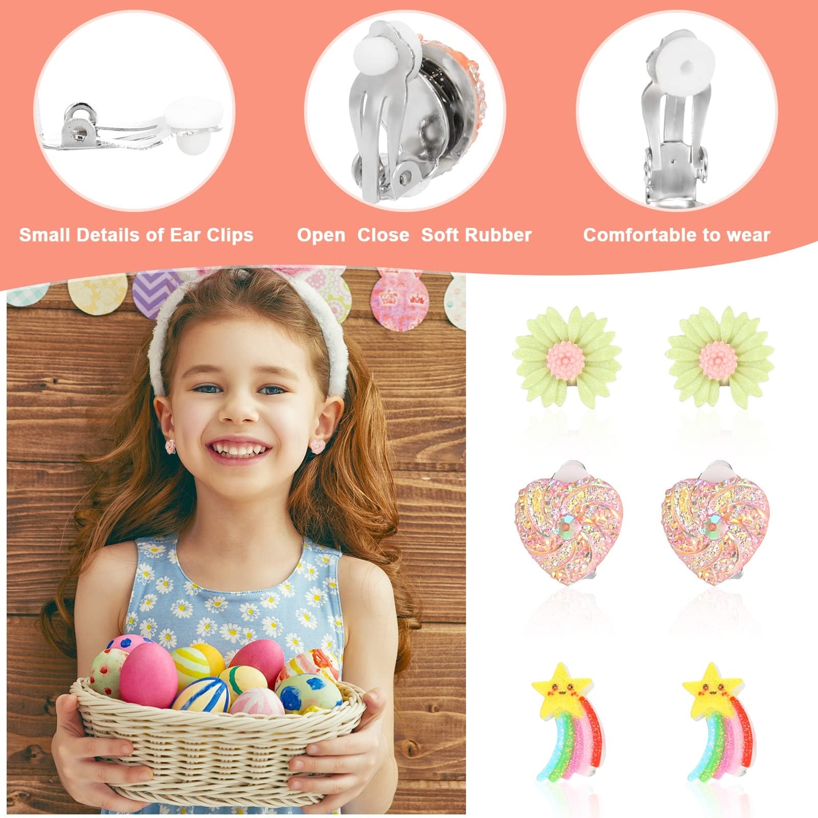 12 Pairs Clip on Earrings for Girls Kids Toddlers Dress up Jewelry
