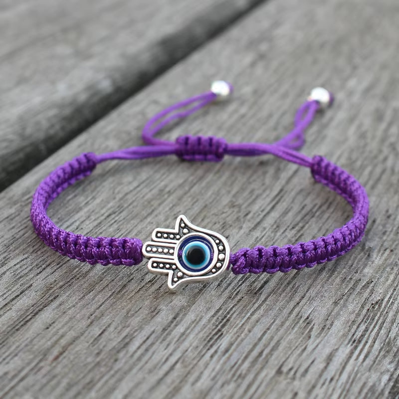Pulseras Hombre Weaved Men'S Fatima Hamsa Hand Bracelet Man Braided Turkish Evil Eye Bracelets for Men Women Spiritual Jewelry